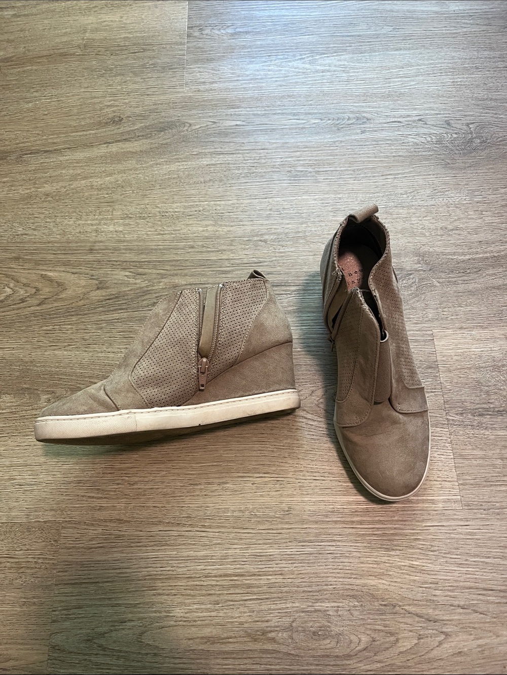 a new day Taupe Suede Wedge Sneakers